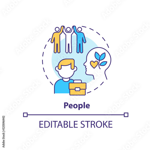 People concept icon. Factor influencing organizational culture abstract idea thin line illustration. Workforce welfare. Isolated outline drawing. Editable stroke. Arial, Myriad Pro-Bold fonts used