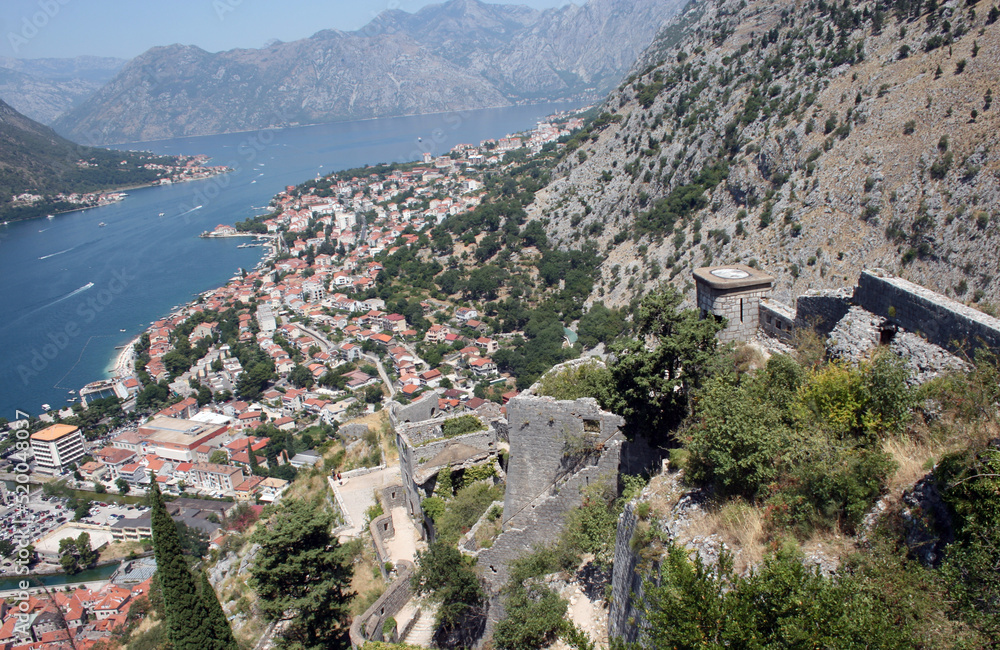 Obraz premium Panoramic View From Above On Bay Of Kotor, Montenegro