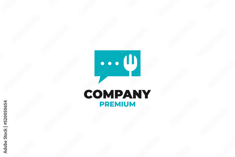 Flat illustration food talk fork chat logo design vector idea Flat illustration food talk fork chat logo design vector idea