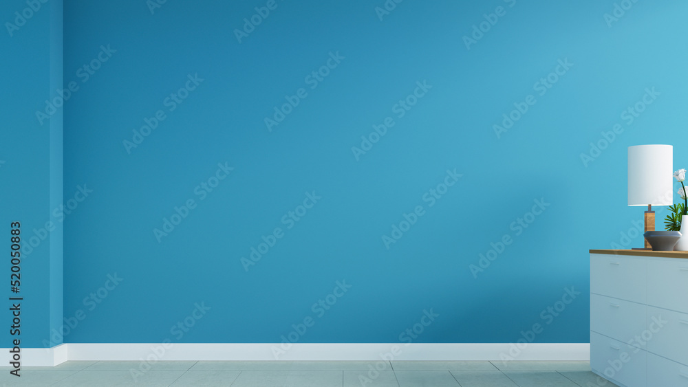 Blue wall entryway and modern cabinet in room - 3D rendering Blue wall entryway and modern cabinet in room - 3D rendering