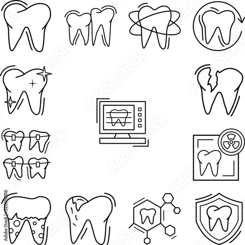 Radiograph tooth icon in a collection with other items