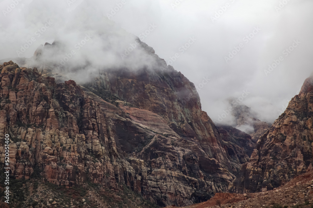 View of red rock canyon national park in Foggy day at nevada,USA.