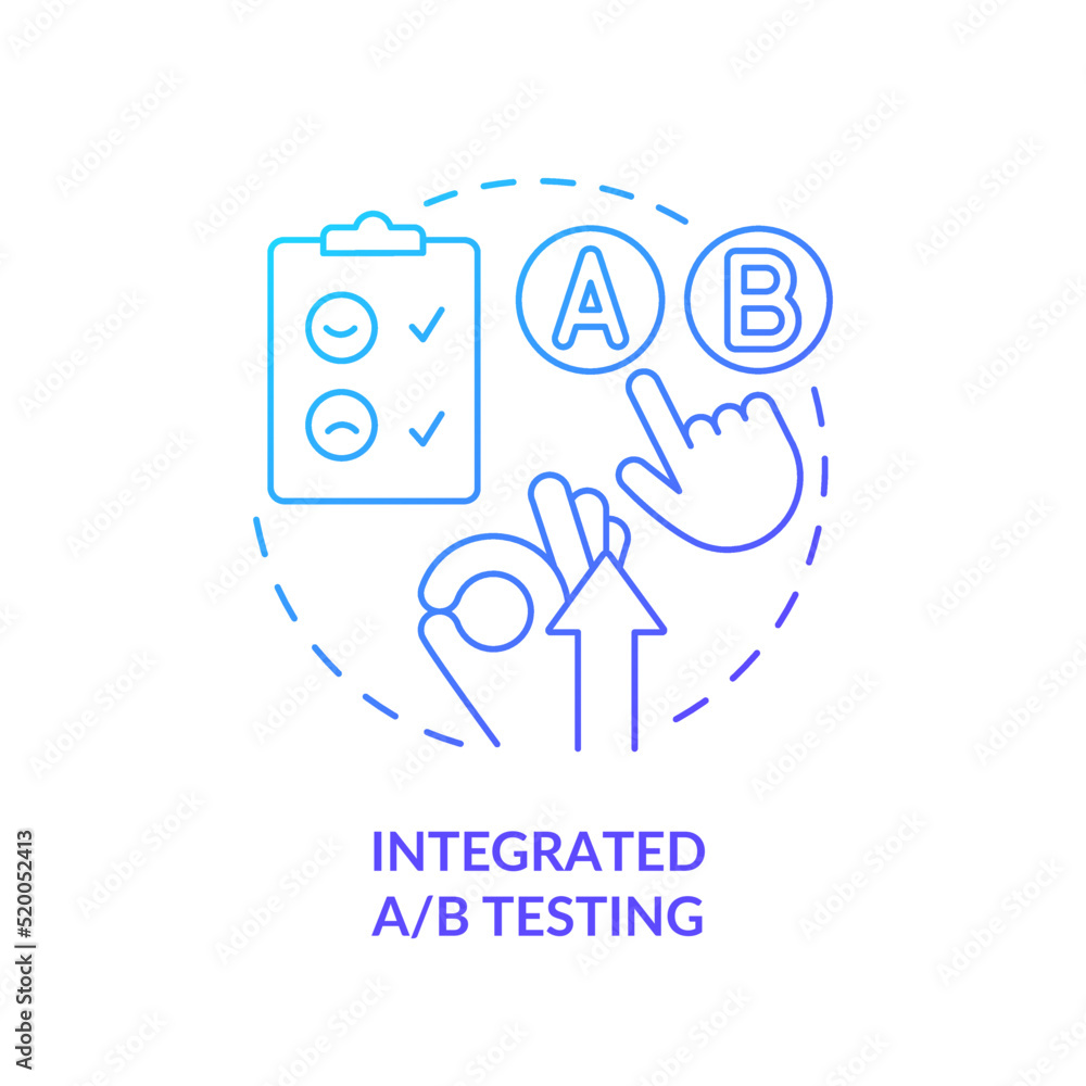 Integrated AB testing blue gradient concept icon. Website versions ...