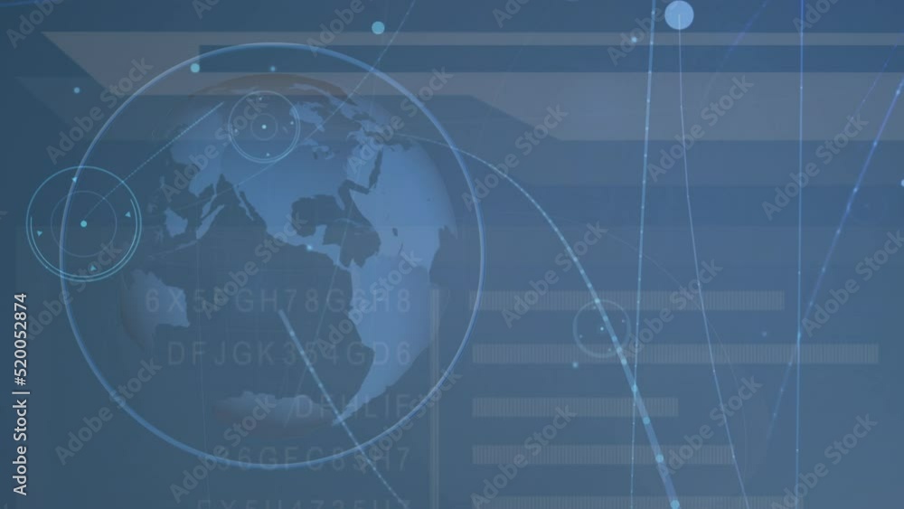 Animation of data processing over globe Animation of data processing over globe