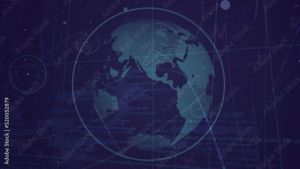 Animation of data processing over globe Animation of data processing over globe