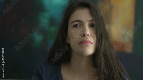 Portrait of pensive woman thinking. Contemplative person closeup face with melancholy expression