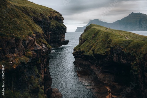 The Gjógv Natural Harbor in the Faroe Islands