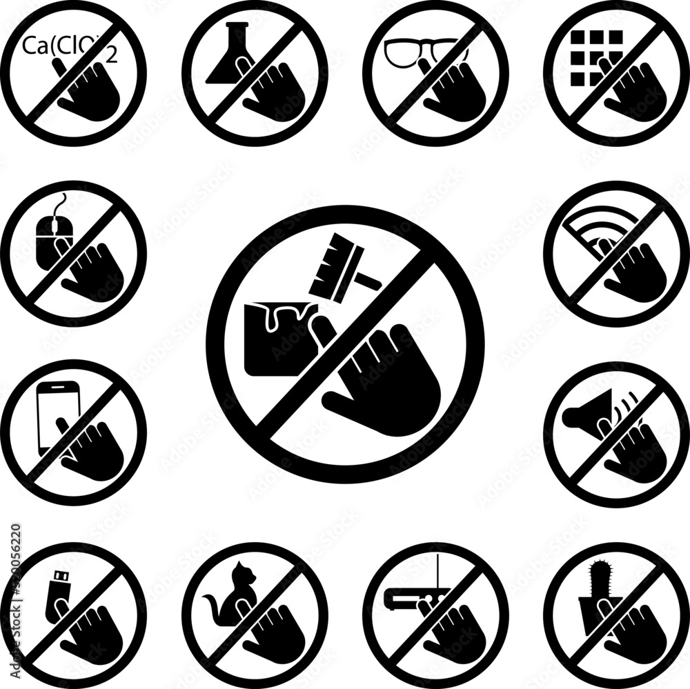 do not touch, paint icon in a collection with other items do not touch, paint icon in a collection with other items