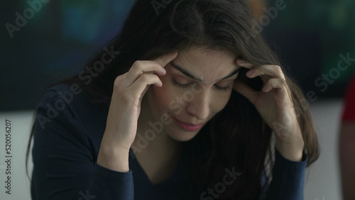 Overwhelmed woman expression. Person having problems. Girl with concerned emotion © Marco