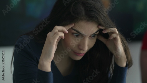 Overwhelmed woman expression. Person having problems. Girl with concerned emotion
