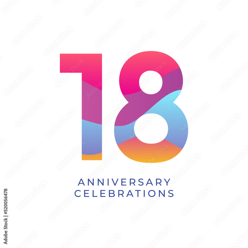 18 year anniversary design template. vector template illustration 18 year anniversary design template. vector template illustration