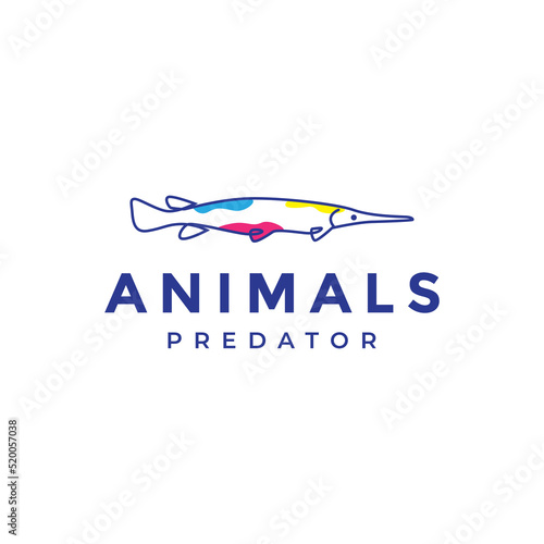 longnose gar abstract fish logo