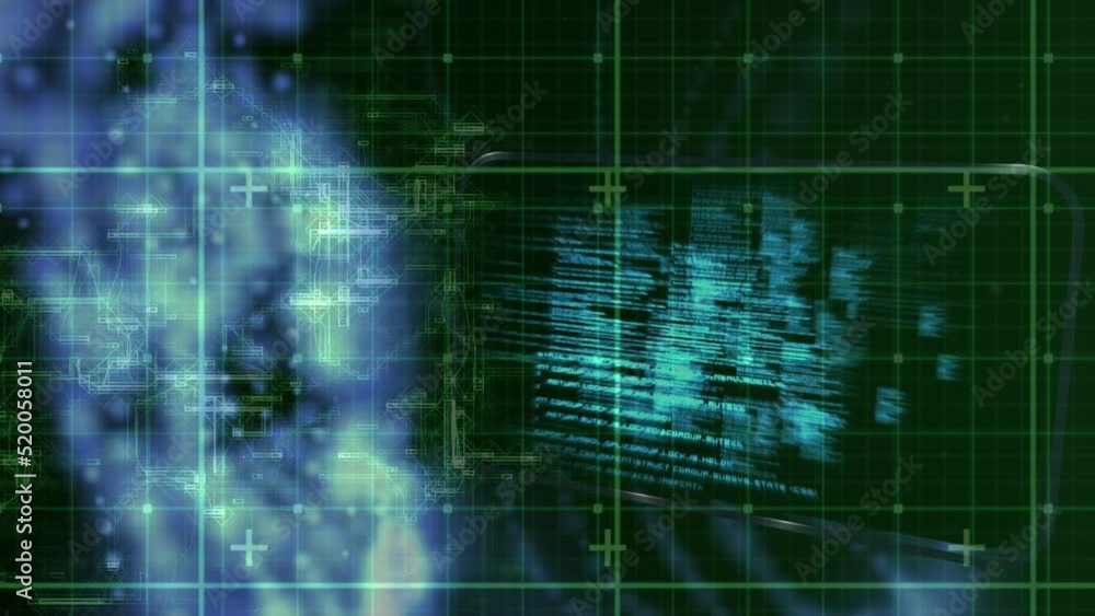 Animation of data processing over dark background Animation of data processing over dark background