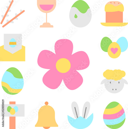 Flower bud color icon in a collection with other items