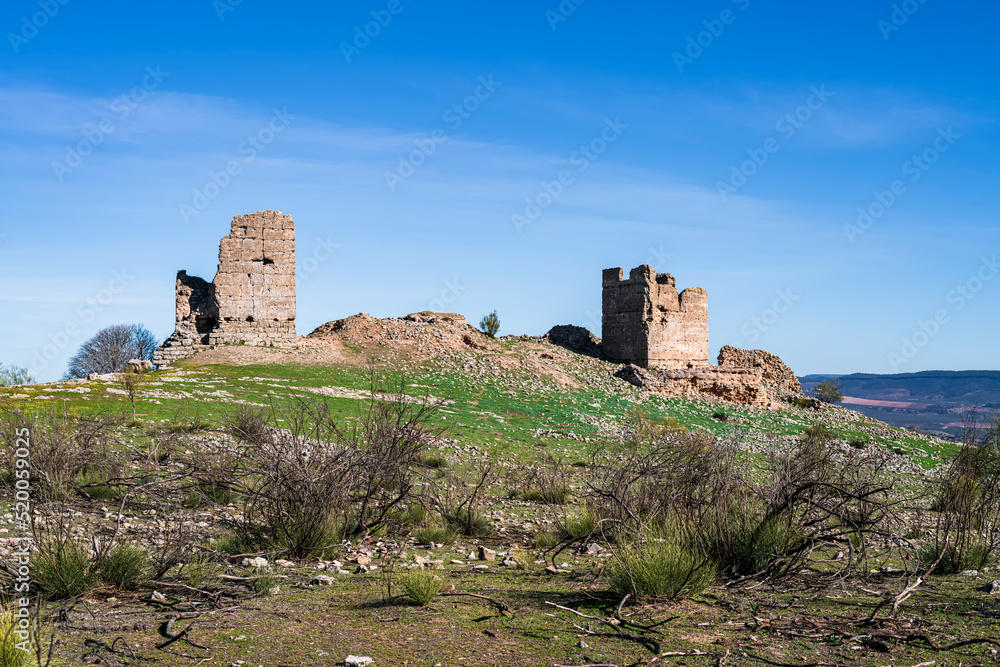 Ruins of the old Giribaile castle, located on top of a hill. Photography made in Jaen, Andalusia, Spain.