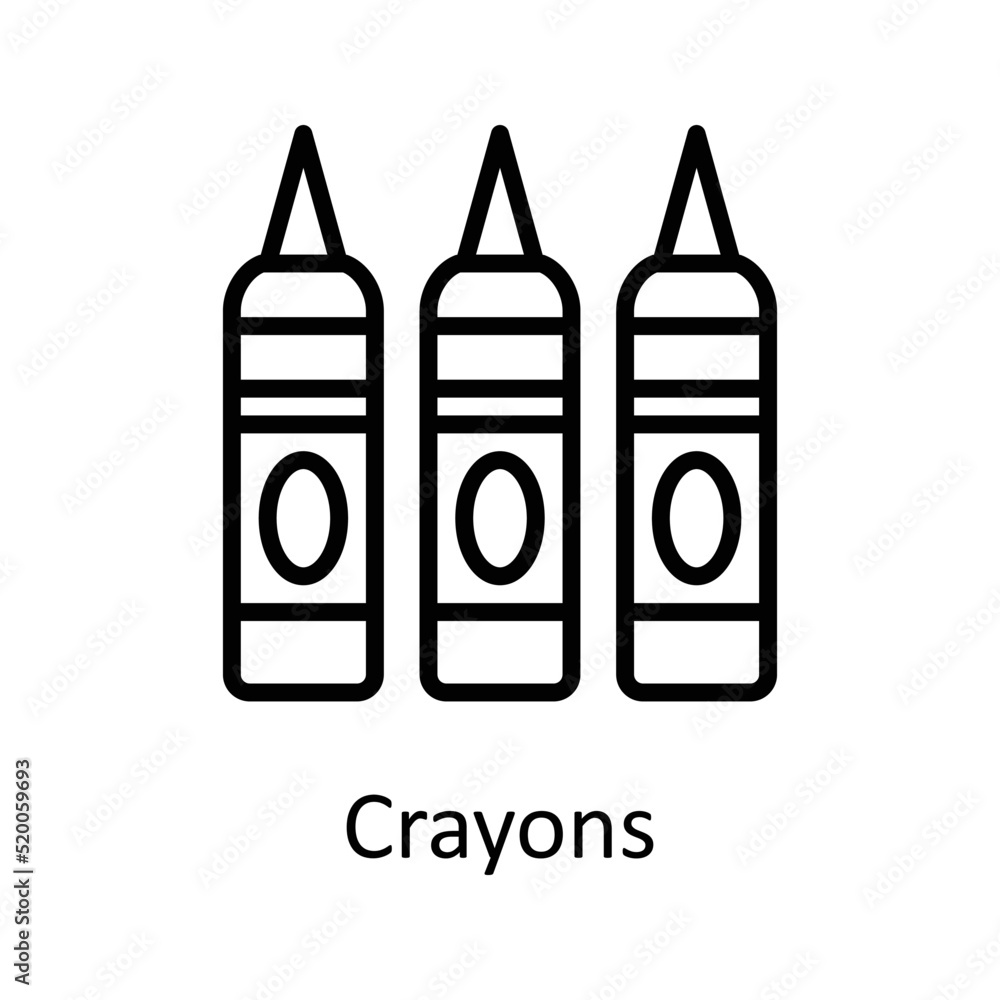 Crayons vector Outline Icon Design illustration on White background. EPS 10 File Crayons vector Outline Icon Design illustration on White background. EPS 10 File