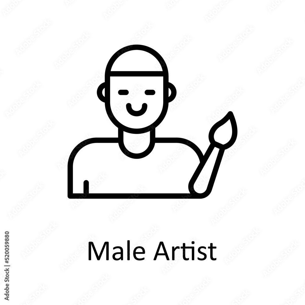 Male Artist vector Outline Icon Design illustration on White background. EPS 10 File Male Artist vector Outline Icon Design illustration on White background. EPS 10 File