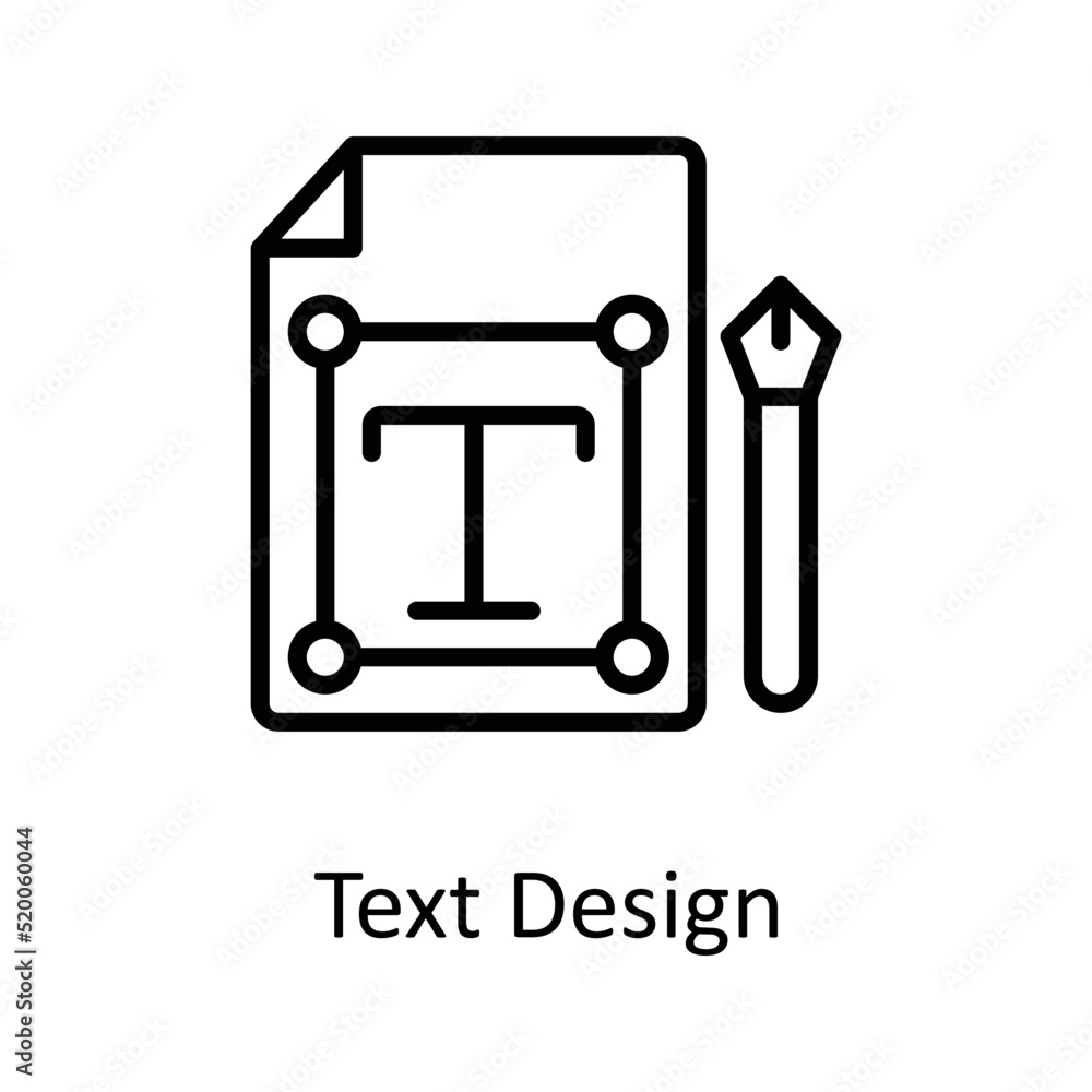 Text Design vector Outline Icon Design illustration on White background. EPS 10 File Text Design vector Outline Icon Design illustration on White background. EPS 10 File