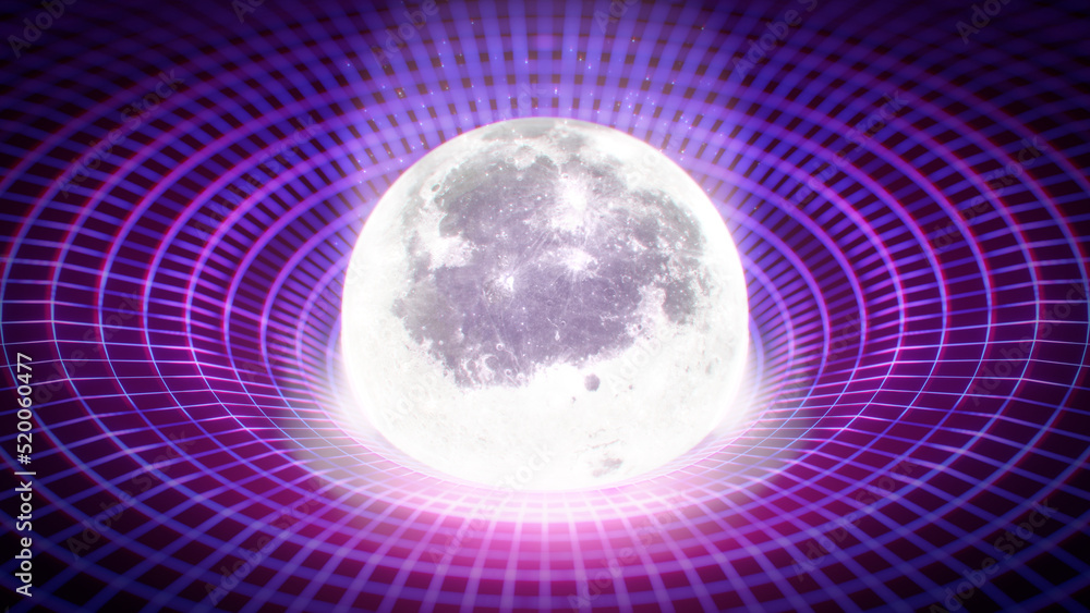 Obraz premium The Moon on Moving Grid Torus