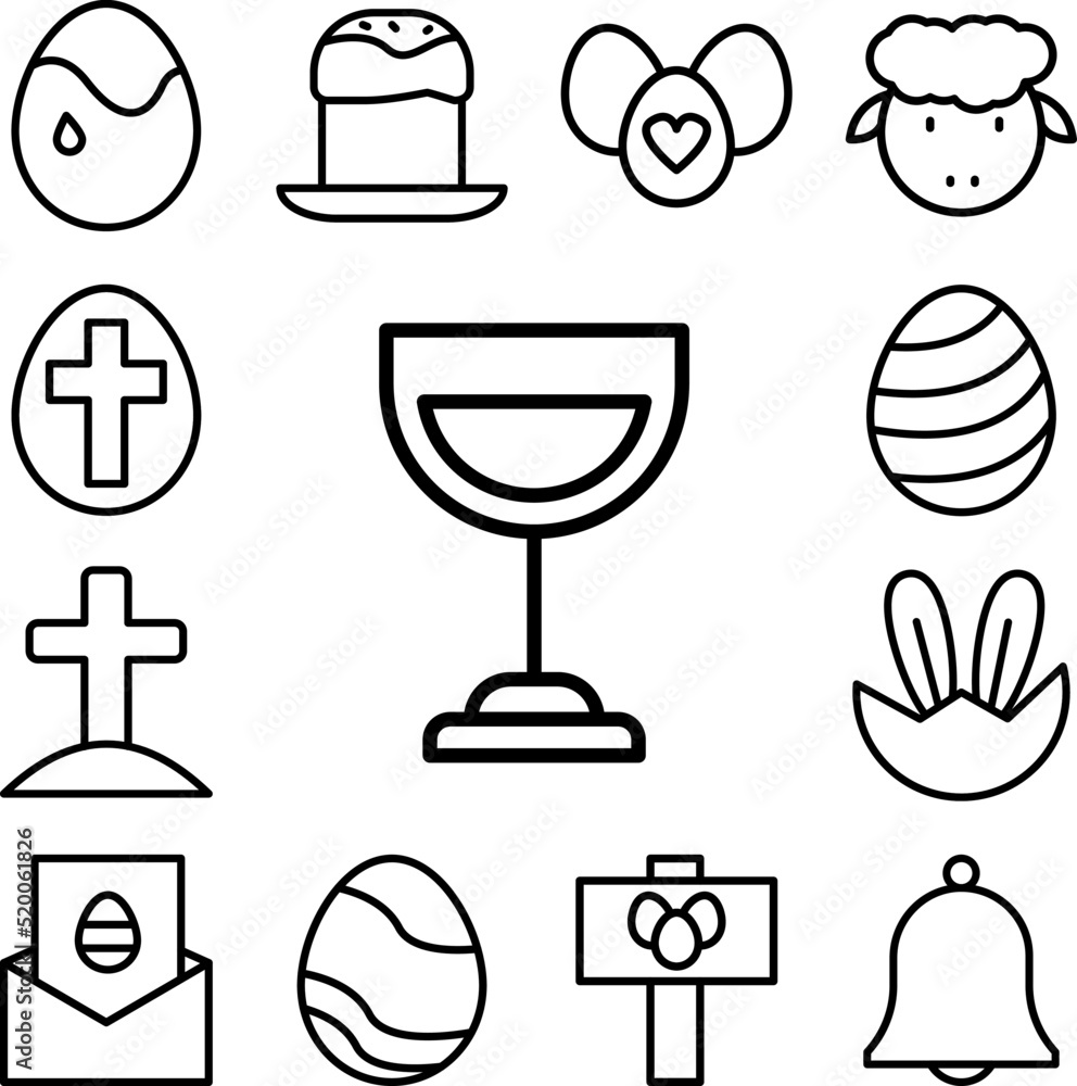 Glass wine icon in a collection with other items Glass wine icon in a collection with other items