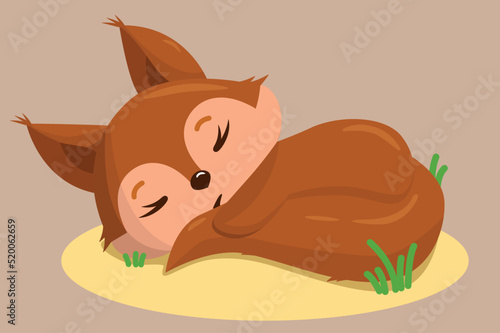 Cute sleeping squirrel. Funny squirrel baby