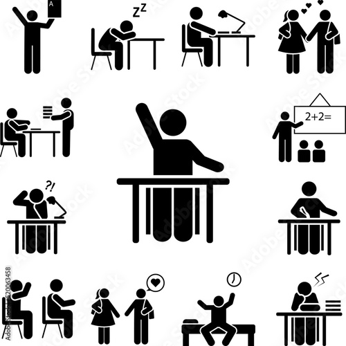 Answer, school, ask, class icon in a collection with other items