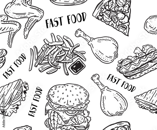 seamless patern of appetizing fast food
