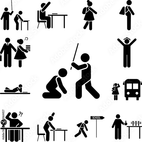 Punishment, angry, teacher, classroom icon in a collection with other items