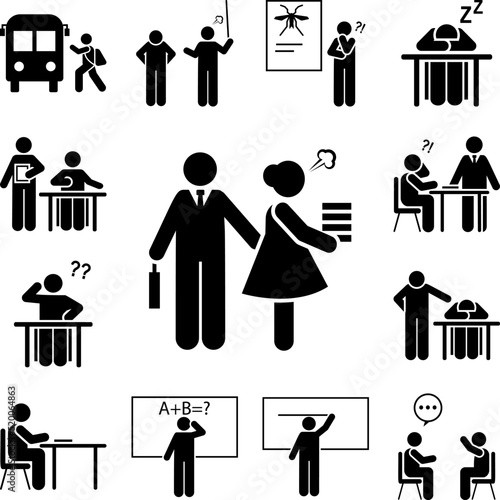 Teacher, girl, angry, book icon in a collection with other items