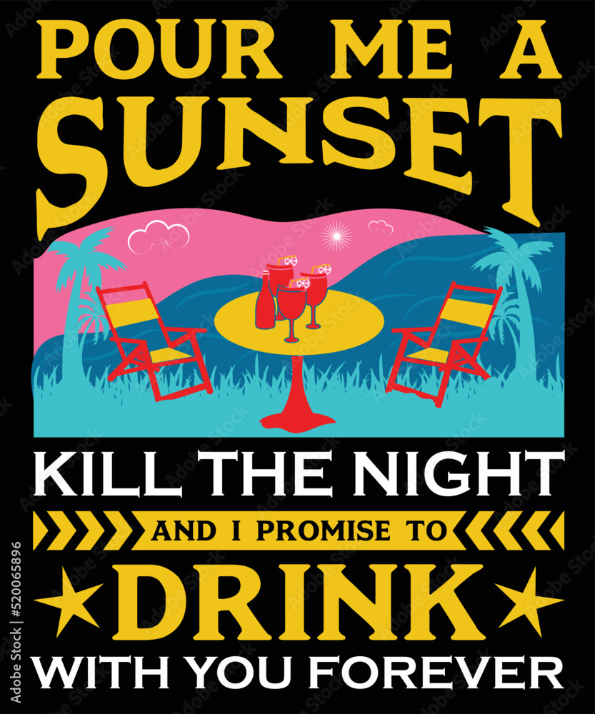 Summer Vacation Vector T-Shirt Design Template Summer Vacation Vector T-Shirt Design Template