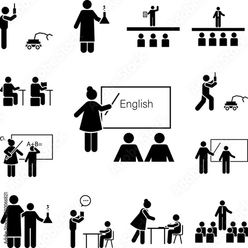 Teaching, academic, class icon in a collection with other items