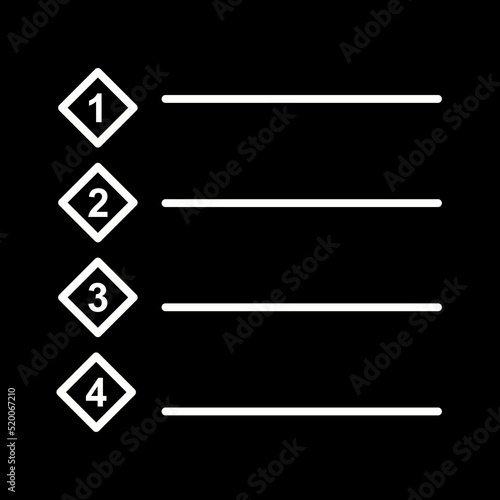 Unique Numbered list Vector Icon
