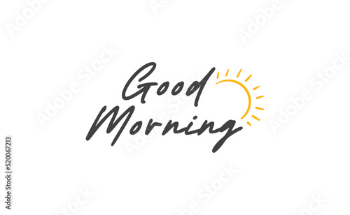 Good morning lettering text. Vector line calligraphy.