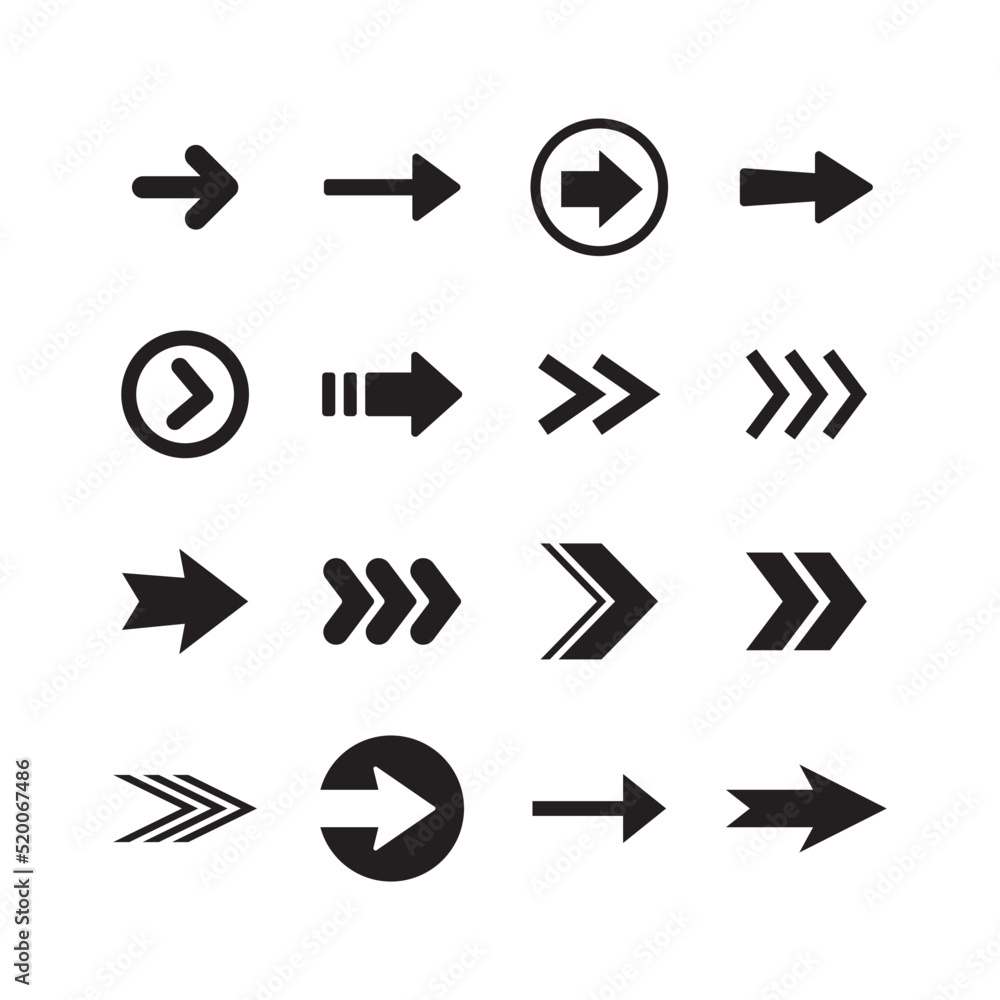 Arrows icon collections. Set of arrow vectors. Arrowheads shapes. Arrows icon collections. Set of arrow vectors. Arrowheads shapes.