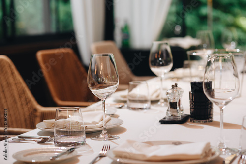 Fine restaurant dinner table place setting