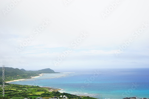 View from the hill overlooking the two seas of Amami Oshima in Kagoshima, Japan - 日本 鹿児島県 奄美大島 龍郷町 加世間峠 2つの海が見える丘 