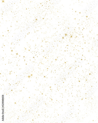 Isolated golden splatter, small stars. Png illustration, transparent background. Gold spatter, glitter, spots, dots, splashing. For overlay, montage, texture, greeting, invitation card, scrapbooking.