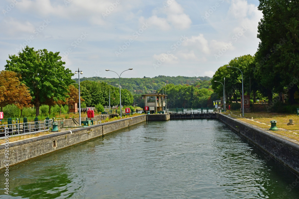 Bougival; France - july 26 2022 : picturesque lock