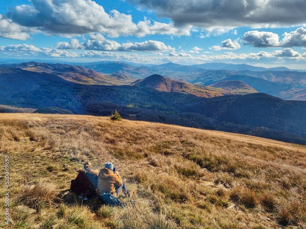 couple relaxing in the Bieszczady mountains