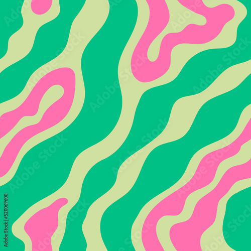 Abstract vector wavy seamless pattern. Trendy retro psychedelic hippie background in 90s, 00s, y2k style. 