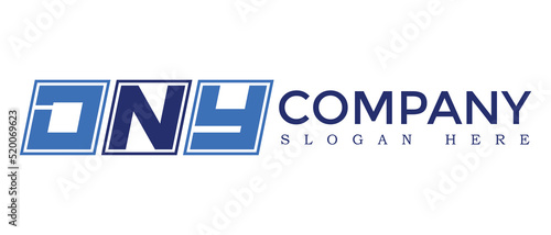 DNY three Letter Rounded rectangle boxes shape element symbol digital initial technology Media business  logo design, Vector Template