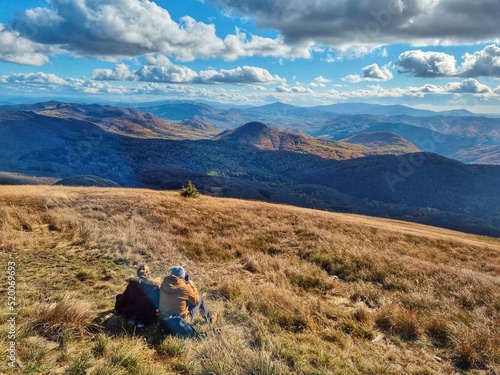 couple relaxing in the Bieszczady mountains