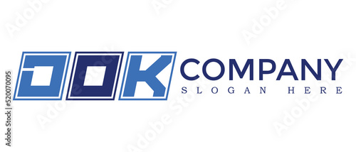 DOK three Letter Rounded rectangle boxes shape element symbol digital initial technology Media business  logo design, Vector Template