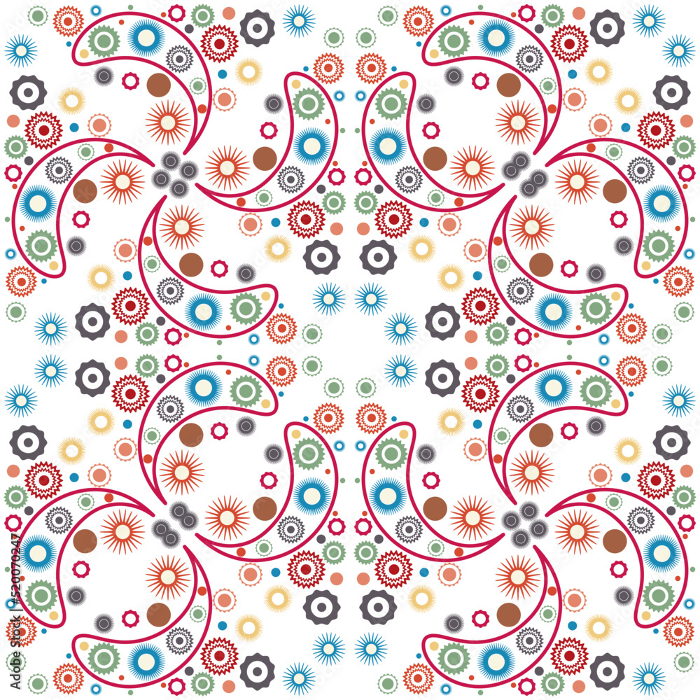 Seamless pattern in rustic style with flowers and paisley. Design for printing on fabric. Seamless pattern in rustic style with flowers and paisley. Design for printing on fabric.
