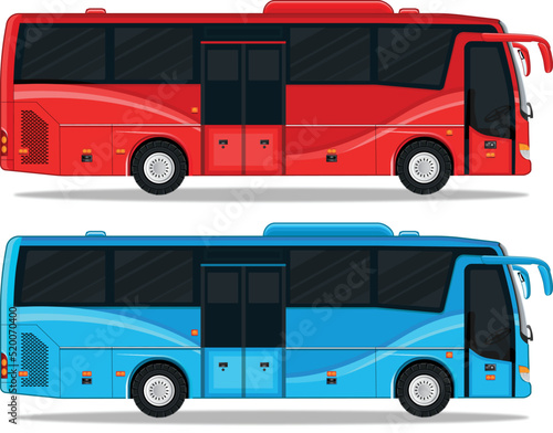 Red and blue bus illustration