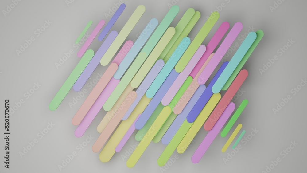 Wooden popsicles sticks in different pastel color on white background. 3D render Wooden popsicles sticks in different pastel color on white background. 3D render