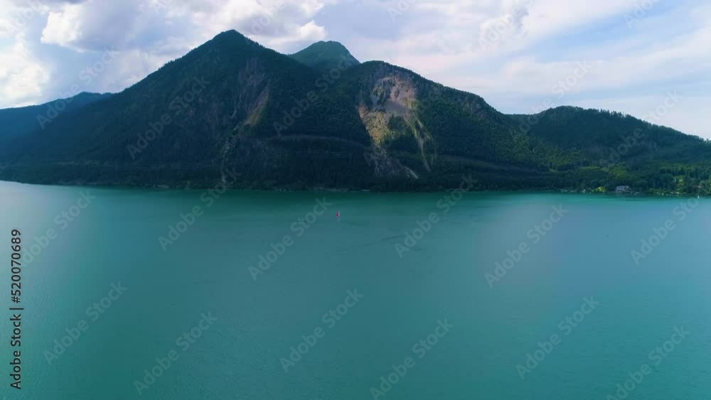 Drone flight over the Walchensee in Bavaria, Germany. Drone flight over the Walchensee in Bavaria, Germany.