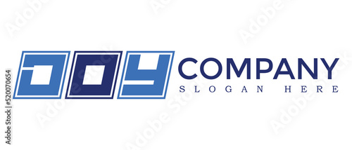 DOY three Letter Rounded rectangle boxes shape element symbol digital initial technology Media business  logo design, Vector Template
