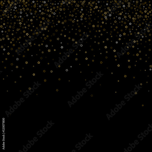 Christmas tree. Gold Glitter Stars Shiny Confetti.