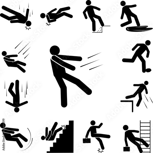 Man, fall, person, down icon in a collection with other items